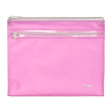 Папка-конверт на блискавці А5, прозора, рожева
