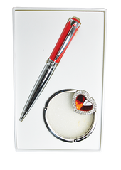 Набор подарочный "Crystal": ручка шариковая + крючек д/ сумки, красный