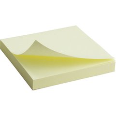 Блок паперу з клейким шаром 75х75мм, 100 аркушів, жовт
