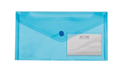 Папка-конверт TRAVEL, на кнопці, DL, глянцевий прозорий пластик, синя