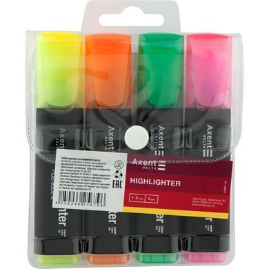 Маркер Highlighter D2501, 1-5 мм клиноп, набор из 4-х цв