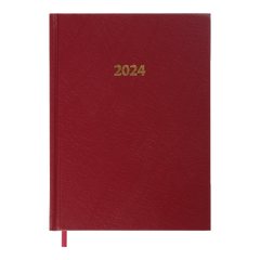 Щоденник датований 2024 STRONG, A5, темно-червоний, штуч. шкіра