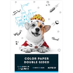 Бумага цветная двустор. (15 лист/15 цвет), А4 Kite Dogs