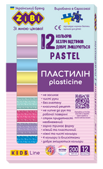 Пластилин PASTEL 12 цветов, 200г (8 пастель + 4 глиттер), KIDS Line