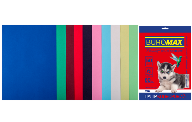 Набір кольорового паперу DARK+PASTEL, 10 кол., 50 арк., А4, 80 г/м²