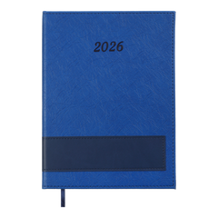 Щоденник датов. 2026 PRESTIGE, A5, синій, штуч.шкіра
