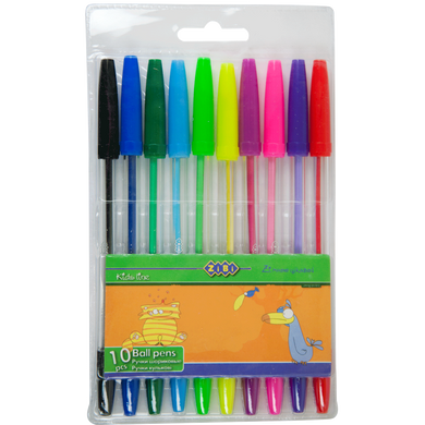 Набір з 10 кулькових ручок в пластиковому пеналі, KIDS Line