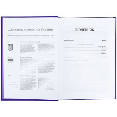 Щоденник шкільний, тверда обкл, синій
