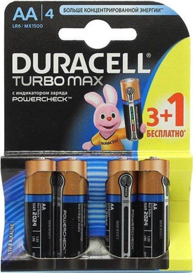 DURAСELL TurboMax (Ultra Power) AA бат. алкалиновые 1.5V LR6 (4шт) Бельгия