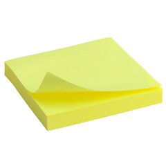 Блок бумаги с липким слоем 75x75 мм, 100 листов, ярко-желт