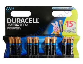 DURAСELL TurboMax (Ultra Power) AA бат. алкалиновые 1.5V LR6 8шт Бельгия