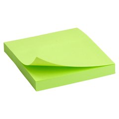 Блок бумаги с липким слоем 75x75 мм, 100 листов, ярко-зел