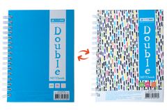 Книга записнаяя DOUBLE, А6, 96 листов, клетка, твердая ламинированная обложка, голубая/радужная