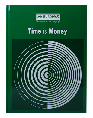 Книга канцелярська TIME IS MONEY, А4, 96 арк., клітинка, офсет, тверда ламінована обкладинка, зелена